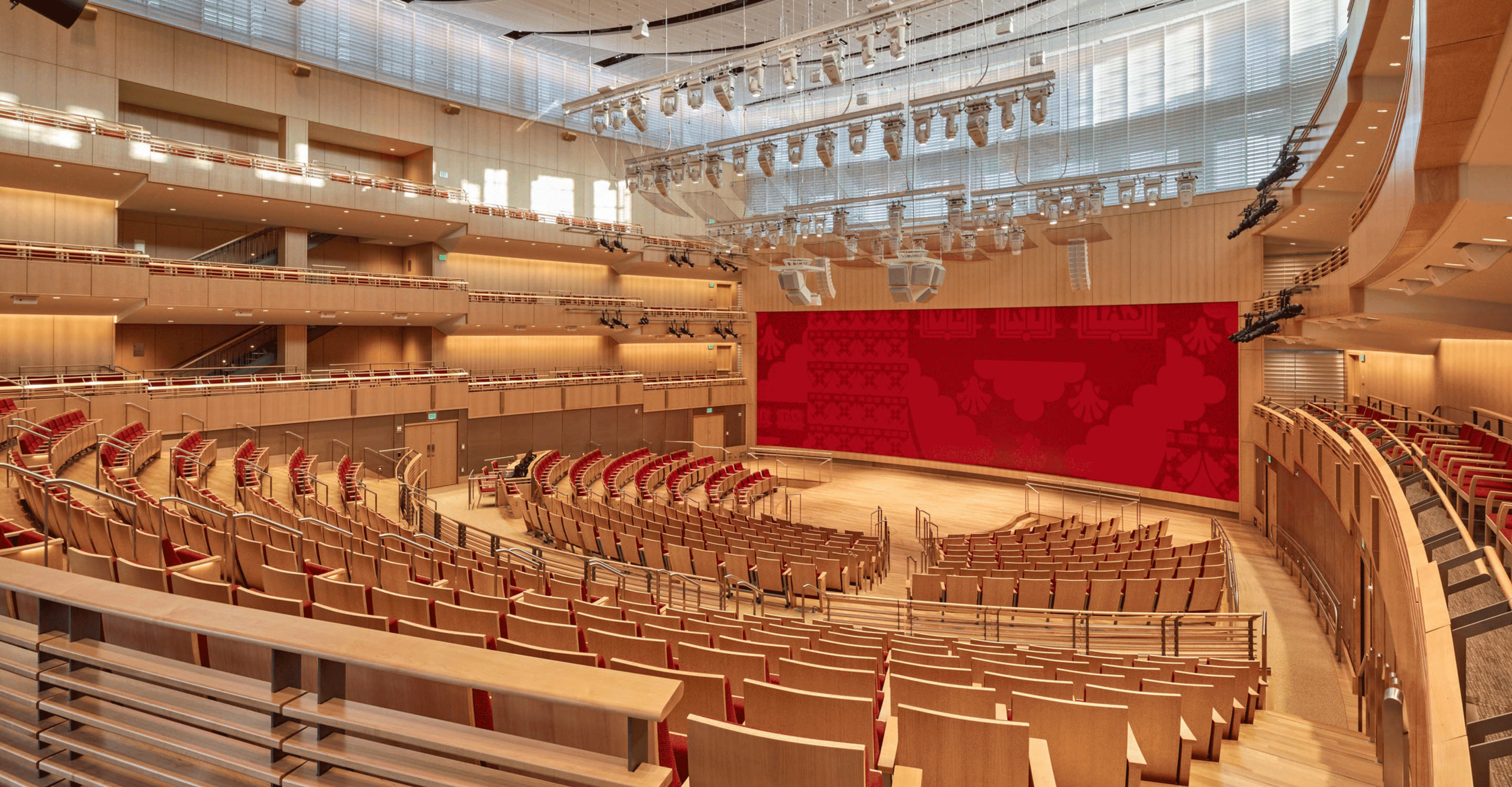 Harvard Klarman Hall featuring wood acoustic wall panels