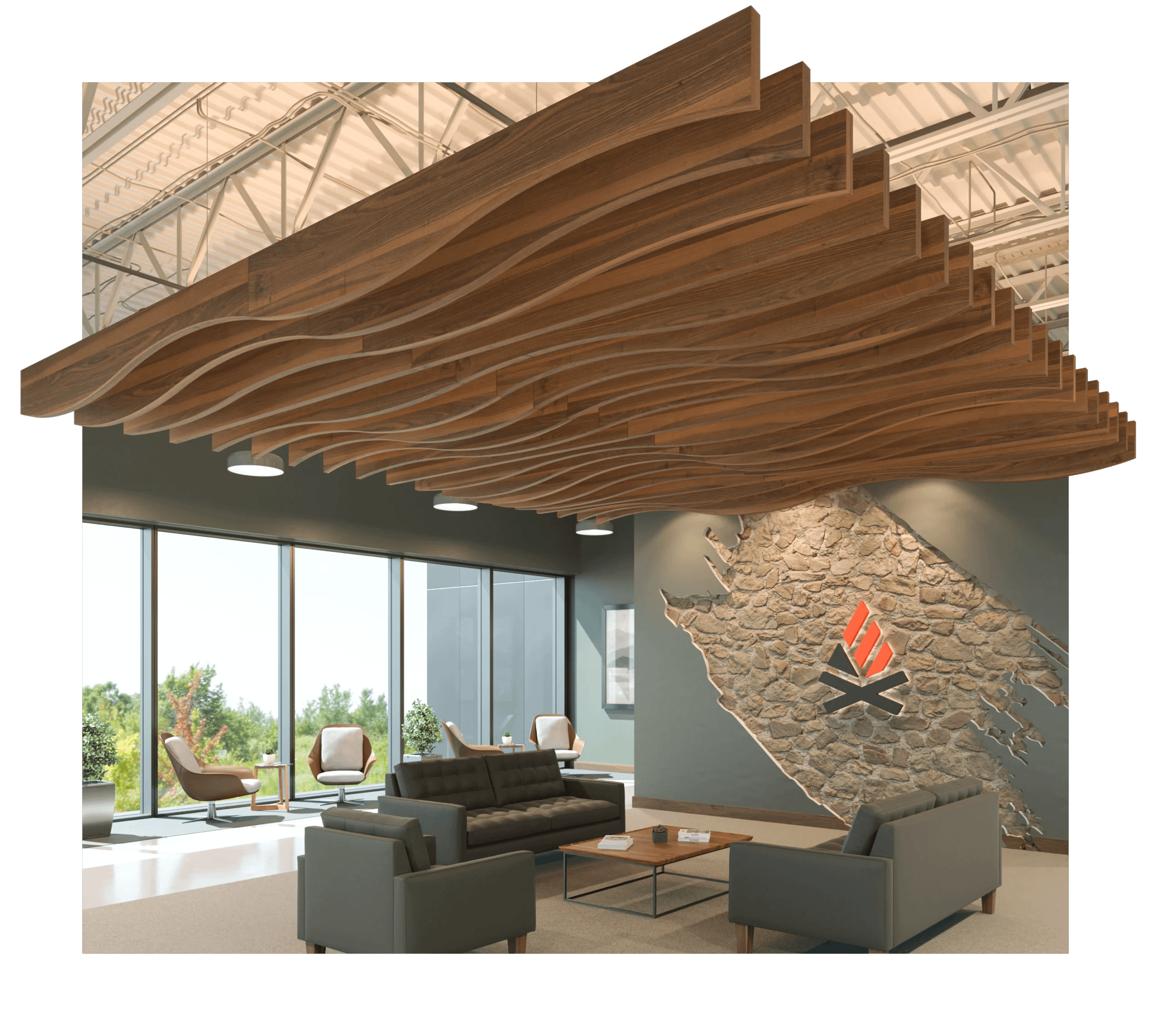 Tilde Curved Acoustic Baffles